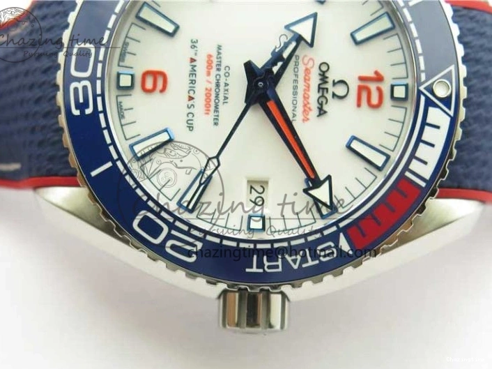 0117 Comfortable Planet Ocean 43.5mm America’s Cup VSF Best Edition White Dial On Blue Gummy Strap A 7900